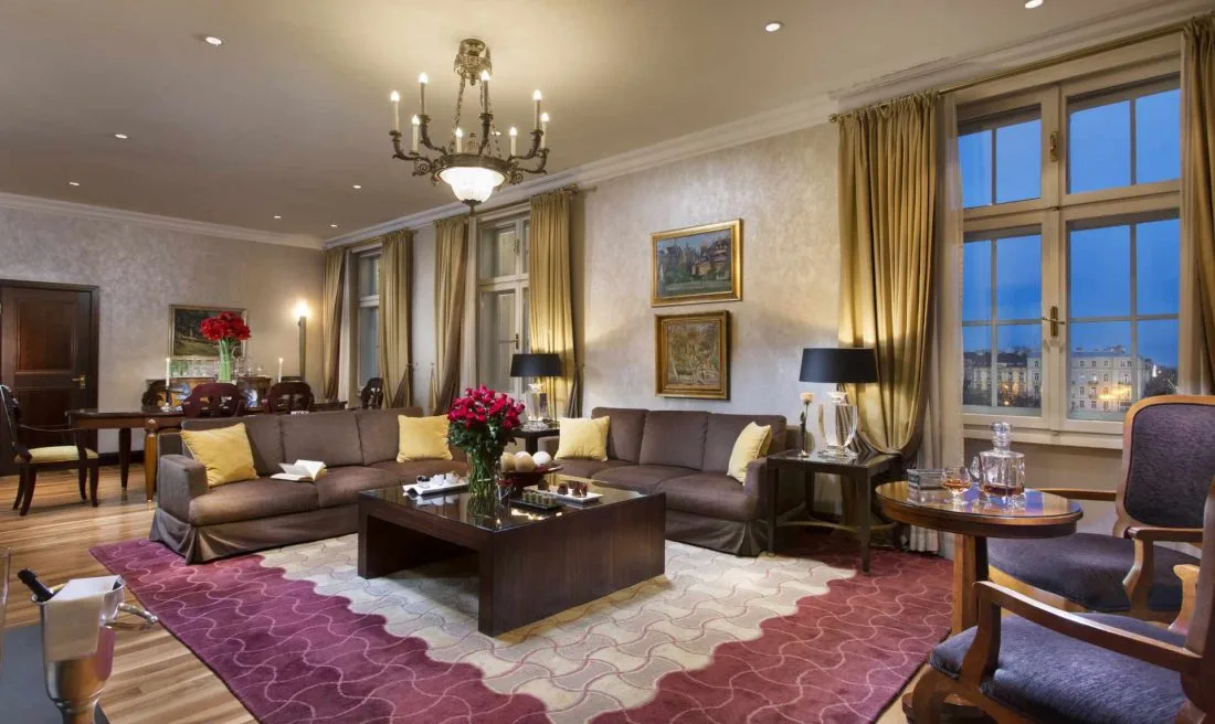 Living room of the Esplanade Suite at Esplanade Zagreb Hotel