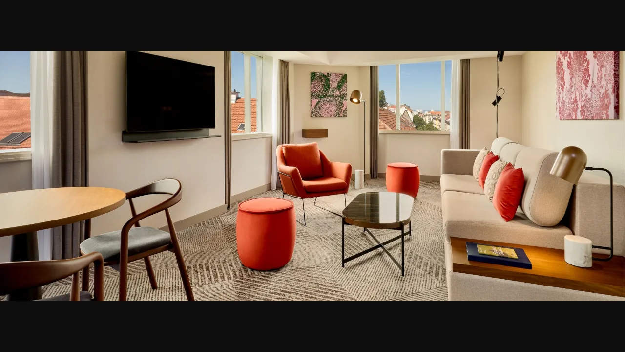 Living and dining room in the Executive Suite at Sheraton Zagreb